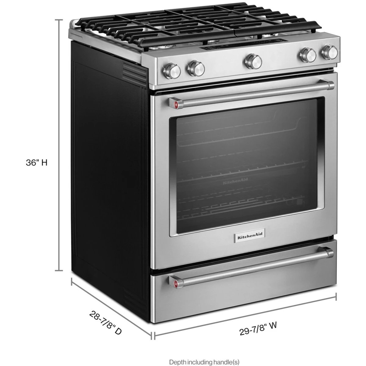 KSGB900ESS 30-Inch 5 Burner Gas Convection Slide-In Range with Baking Drawer