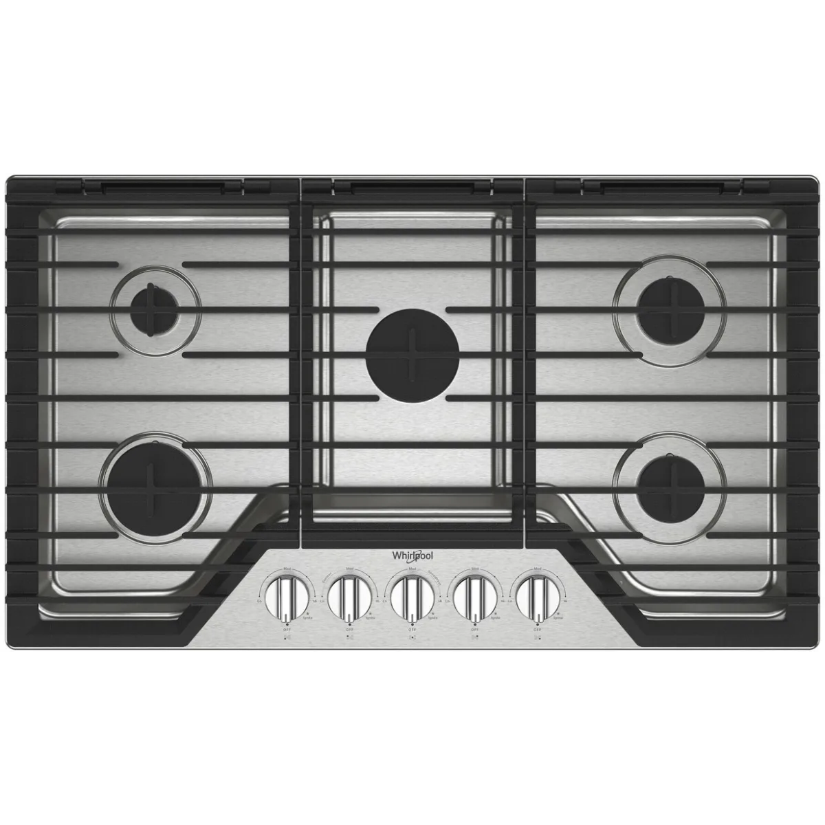 Whirlpool Tope de Gas de 36" con 5 Quemadores y Parrillas de Hierro Fundido Abatibles EZ-2-Lift™