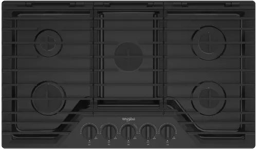 Whirlpool Tope de Gas de 36" con 5 Quemadores y Parrillas de Hierro Fundido Abatibles EZ-2-Lift™ (Negro)