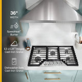 Whirlpool Tope de Gas de 36" con 5 Quemadores y Parrillas de Hierro Fundido Abatibles EZ-2-Lift™