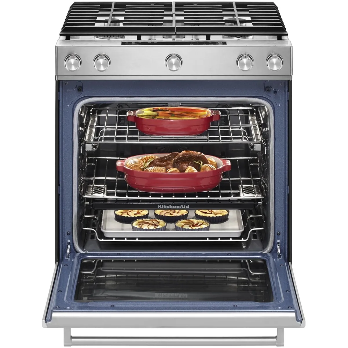 KSGB900ESS 30-Inch 5 Burner Gas Convection Slide-In Range with Baking Drawer