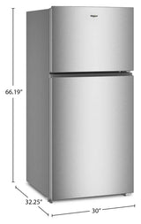 Refrigerador Whirlpool WRTX5419SZ de 19.3 Pies Cúbicos con Congelador Superior