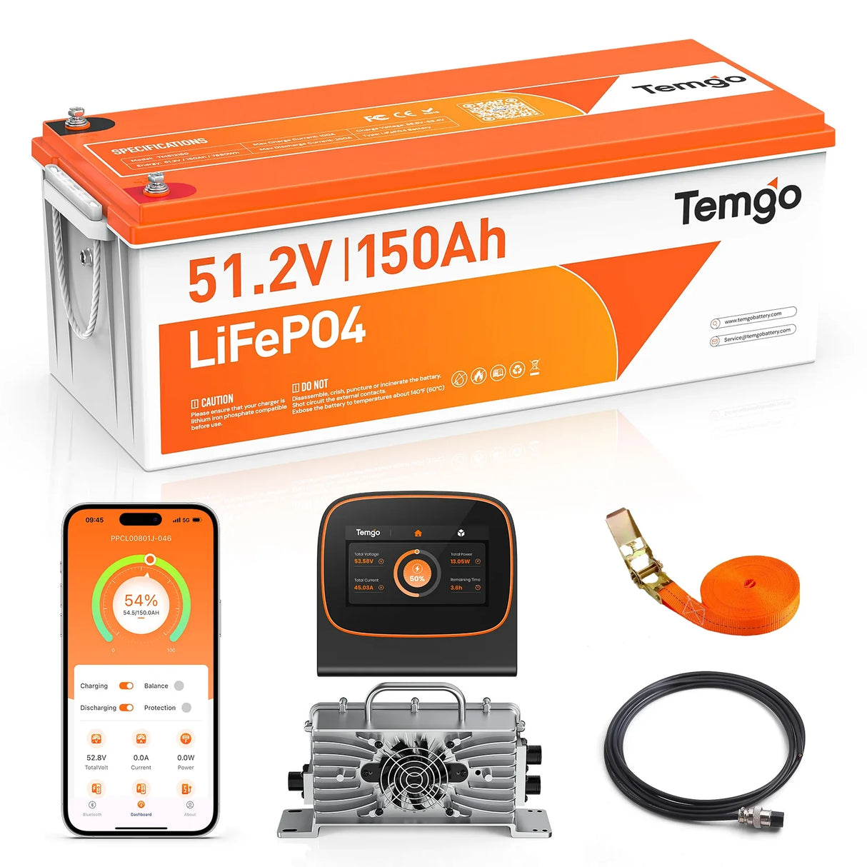 Batería de Litio LiFePO4 48V (51.2V) 150Ah para Carritos de Golf - Temgo