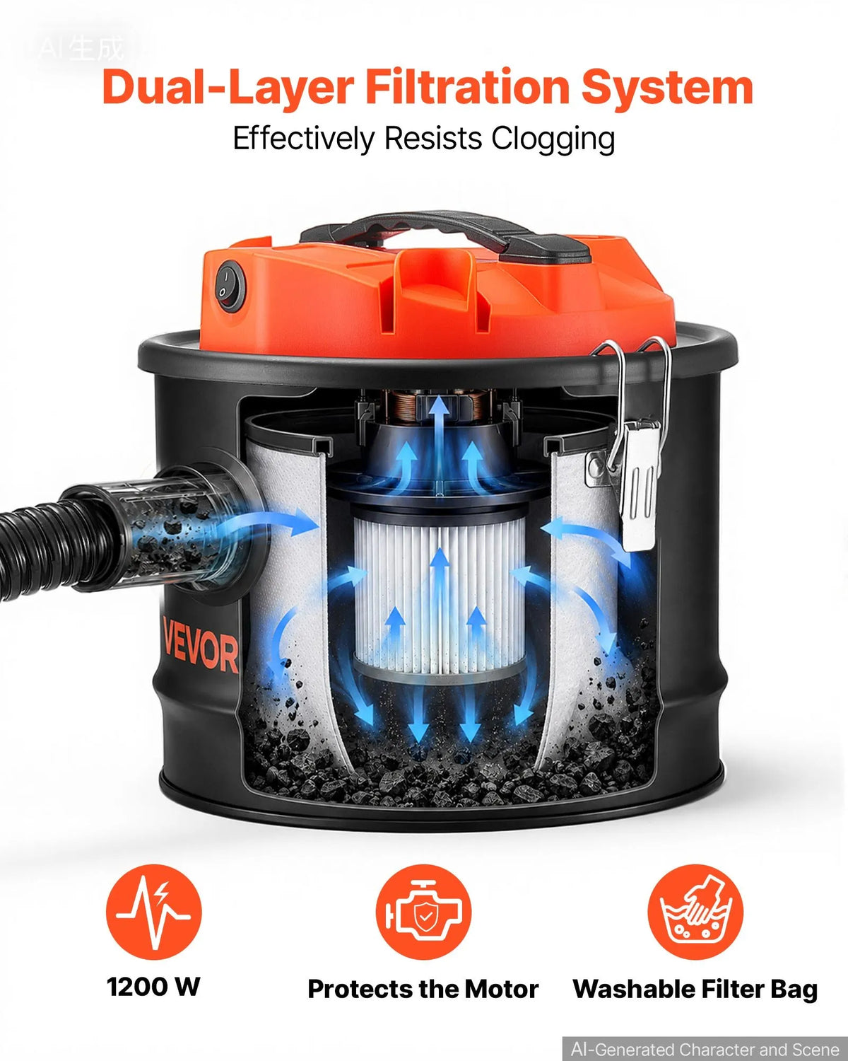 Aspiradora Seco y Mojado VEVOR 2.6 Galones / 2.5 HP – Modelo BJ131-1200-10