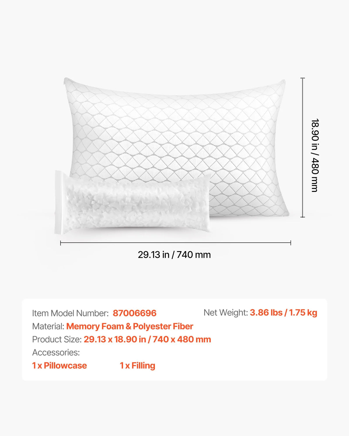 Almohada Ergonómica VEVOR 87006696 - Soporte Cervical y Máximo Confort