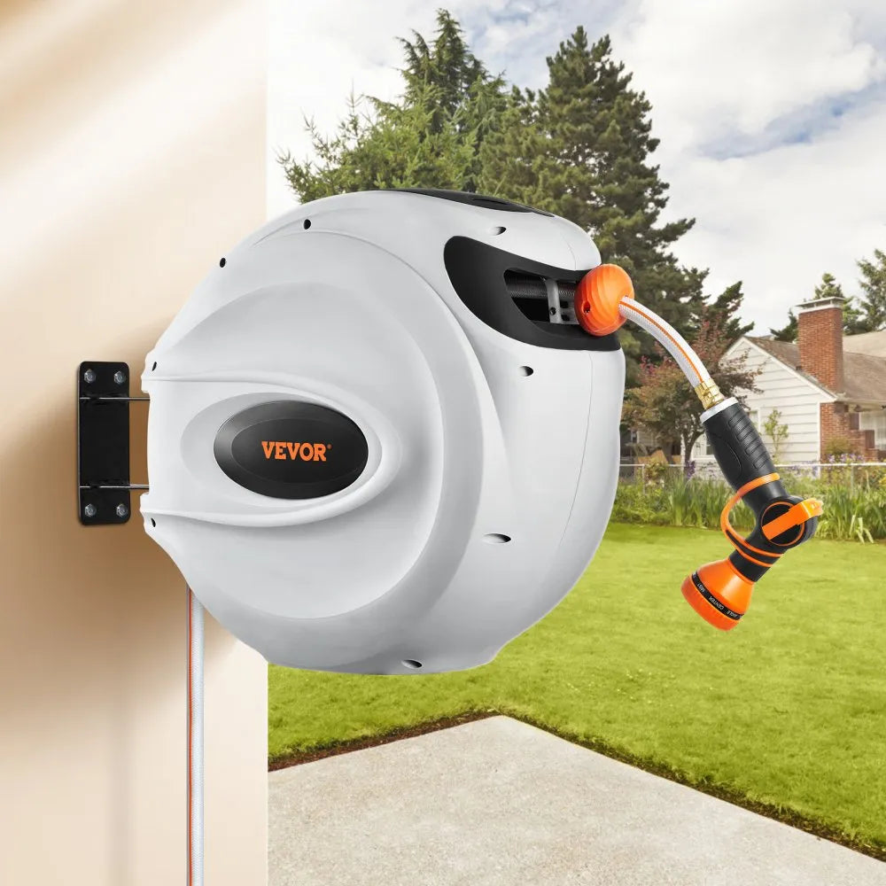 VEVOR 130 ft Retractable Hose Reel –130'x1/2", 180° Swivel