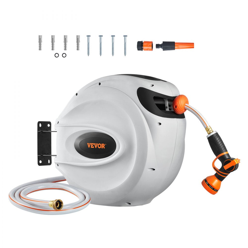 VEVOR 130 ft Retractable Hose Reel –130'x1/2", 180° Swivel