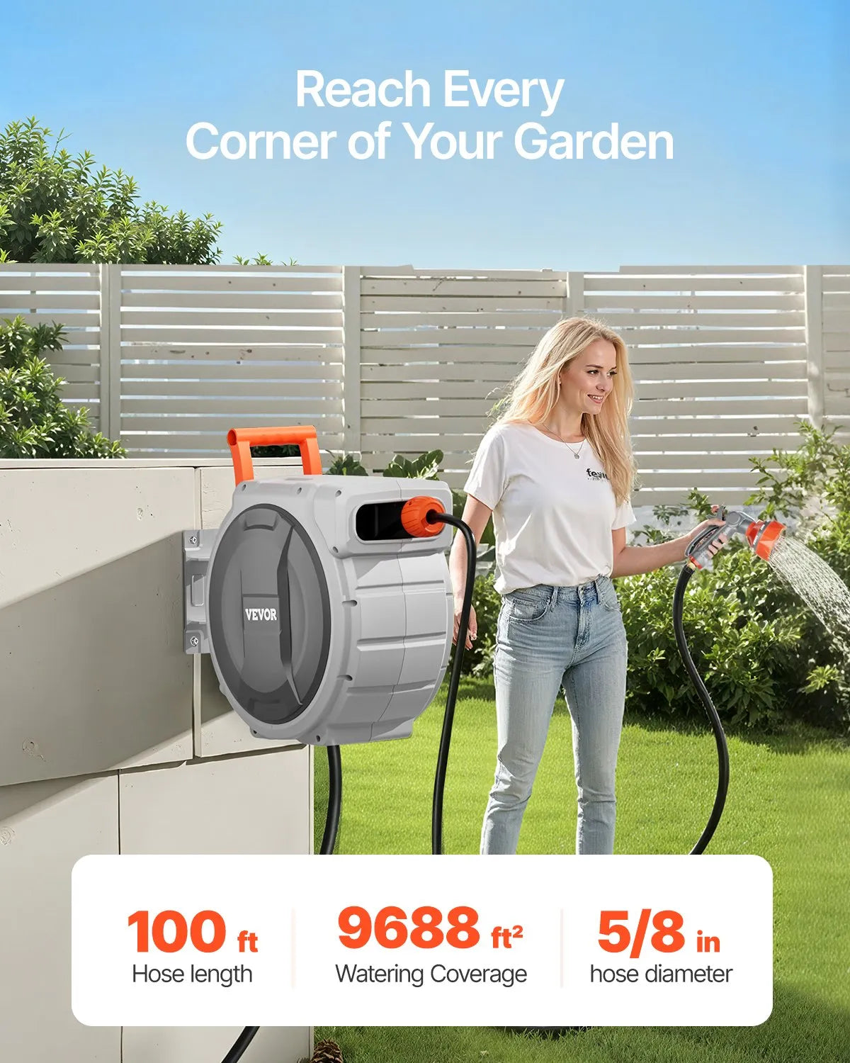 Carrete de Manguera Retráctil para Jardín VEVOR NW-S40 (100 pies x 1/2")