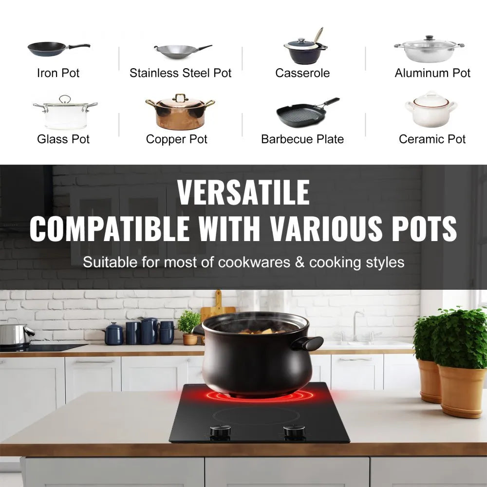 VEVOR Portable Electric Cooktop – 2-Burner Ceramic Stove
