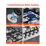 VEVOR 24 inch Gas Cooktop 4 Burners Gas Stove Top