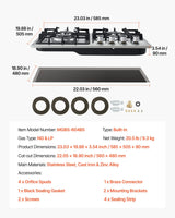 Estufa de Gas Empotrable VEVOR MGBS-604B5 de 24" con 4 Quemadores