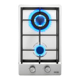 VEVOR Gas Cooktop 12 inch, Max 12250BTU 2 Burners Built-in Stainless Steel Gas Stove Top